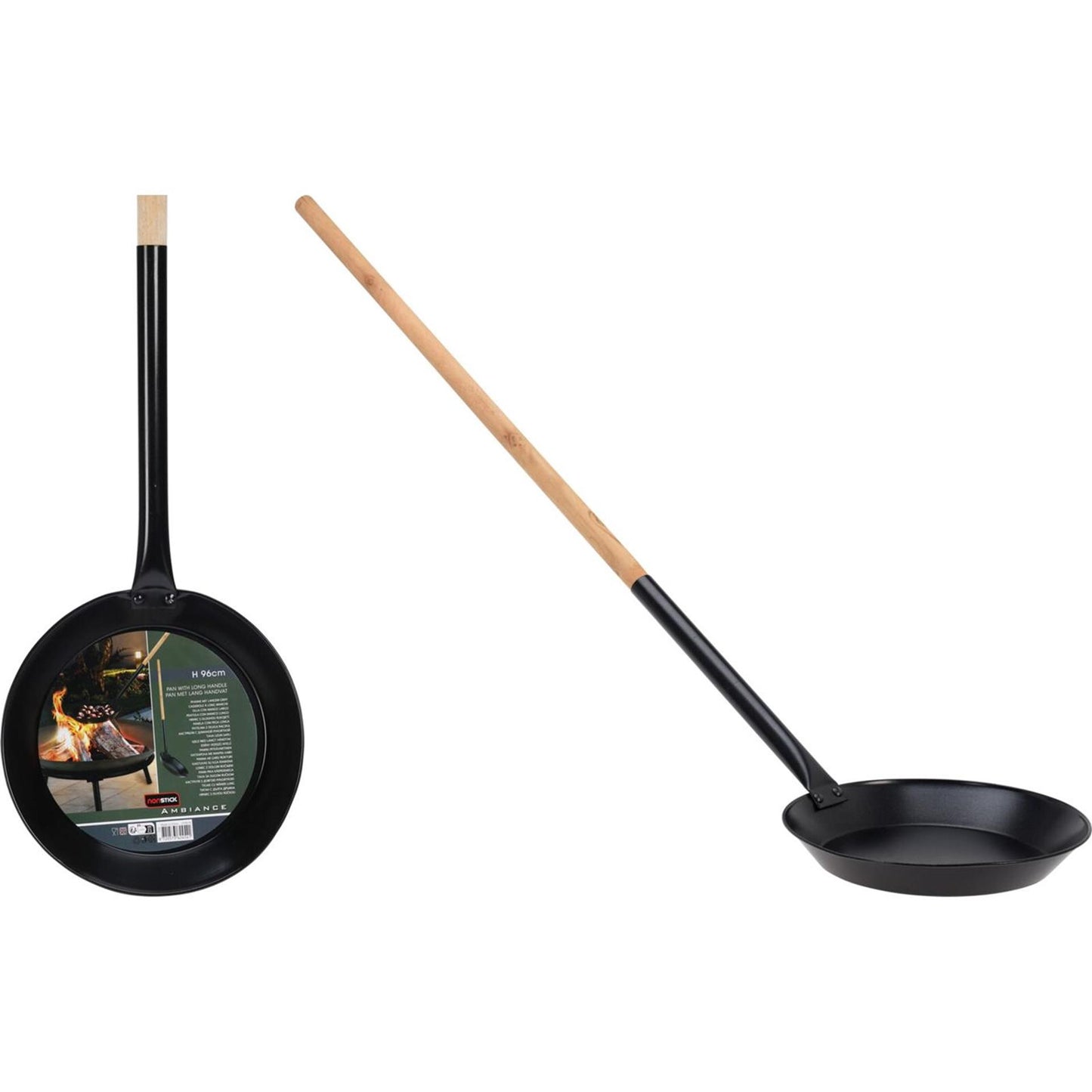 Poêle d'ambiance ø25cm avec manche en bois 96cm