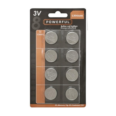 Pile bouton puissante cr2025, carte a 8 pièces.