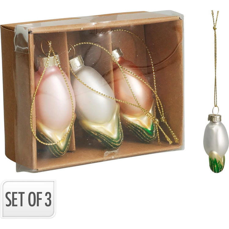 Décoration à suspendre pour la maison, lot de 3 tulipes en verre de 7cm