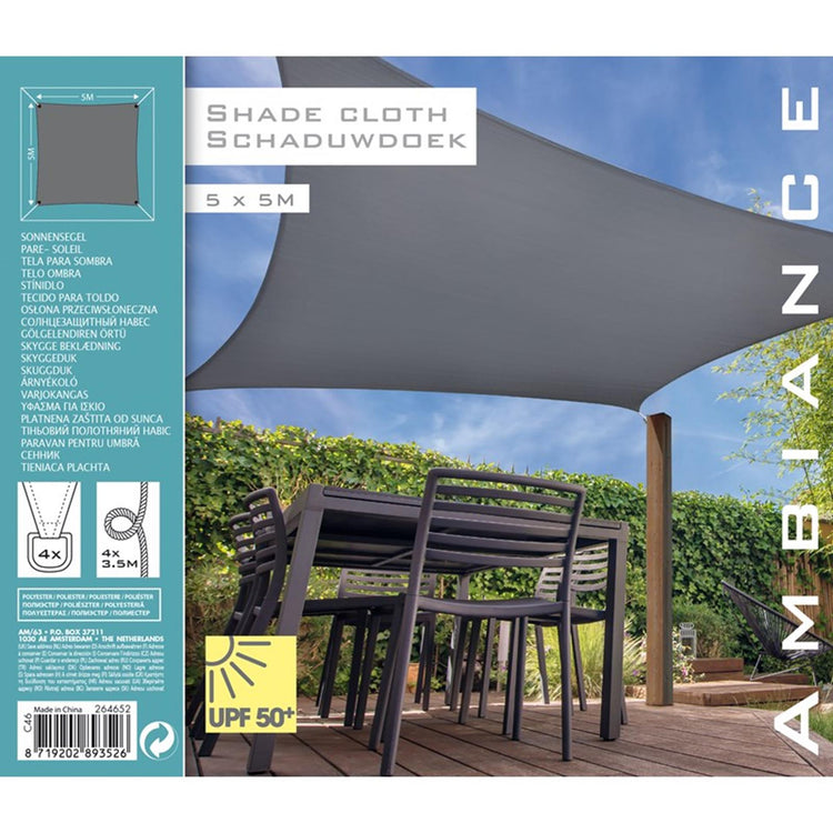 Progarden Progarden Shade tissu carré 5x5 m gris