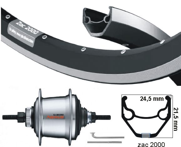 KGS Shimano Ryde Roue arrière 28 pouces 622 noir avec bord de frein Nexus 7 Disque ou Velgrem