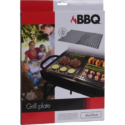 Plaque de barbecue 2 parties en acier inoxydable 46x30cm