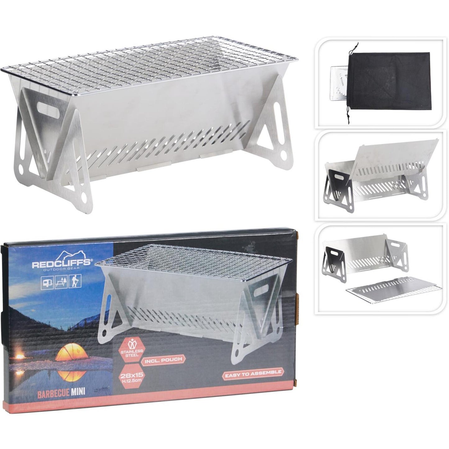 Mini barbecue pliable Redcliffs en acier inoxydable