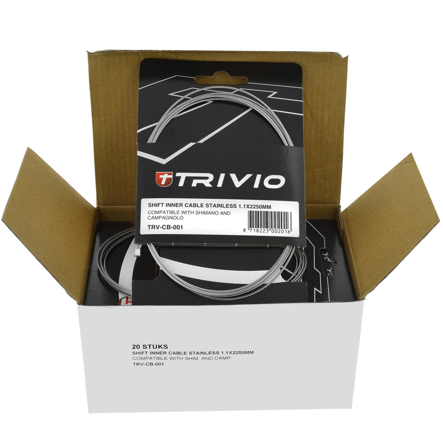 Trivio - câble intérieur de dérailleur acier inoxydable 1,1x2250mm - 20 pcs.