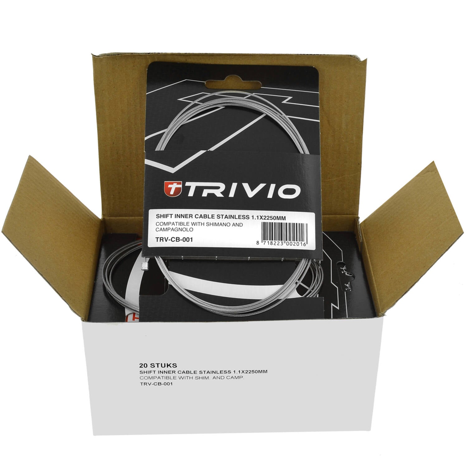 Trivio - câble intérieur de dérailleur acier inoxydable 1,1x2250mm - 20 pcs.