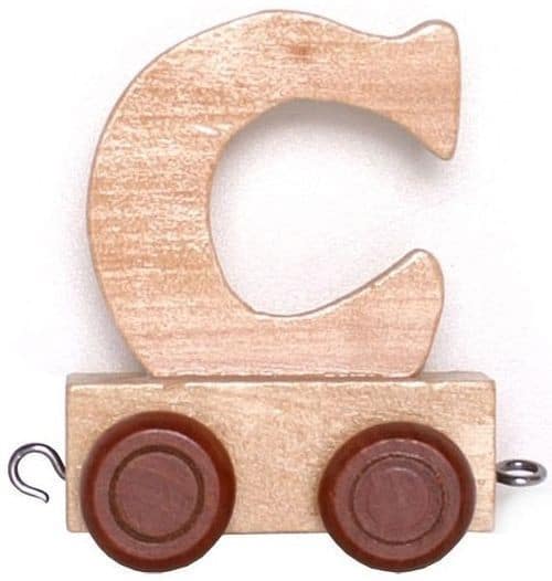 Lettre en bois C avec roues de 6 cm de haut