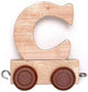 Lettre en bois C avec roues de 6 cm de haut