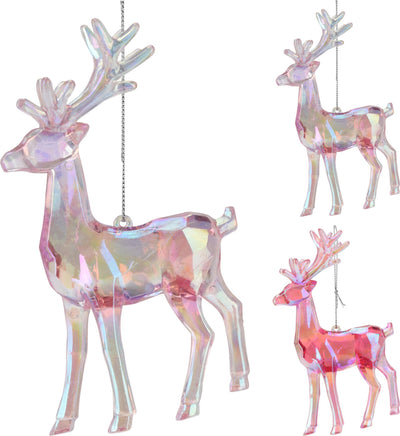 Pendentif de Noël renne irisé, style maison