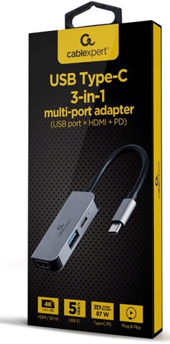 Cableexpert Adaptateur multiple USB-C 3-en-1 Station d'accueil USB-C 3 voies - 9530503