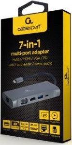 Cableexpert Adaptateur multiple USB-C 7-en-1 Station d'accueil USB-C 7 voies - 9530507