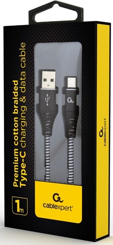 Cableexpert Câble de charge USB-C 2m tressé noir - blanc - 9530141