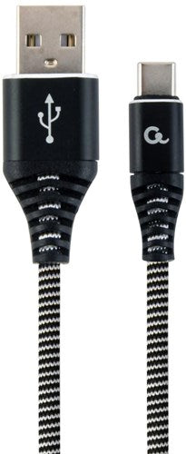 Cableexpert Câble de charge USB-C 2m tressé noir - blanc - 9530141