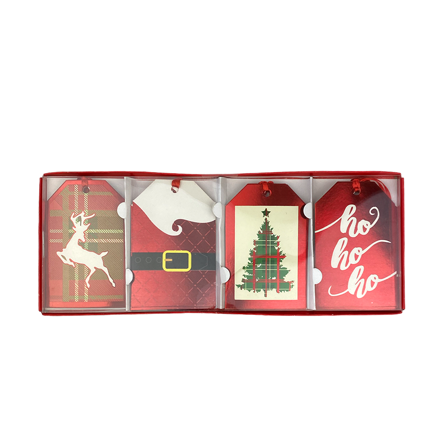 Étiquette cadeau Noël rouge 10x6,5cm 12 pièces