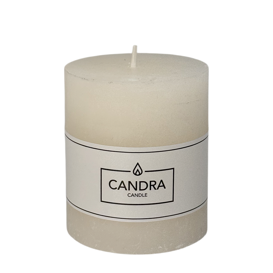 Candra bougie pilier rustique ivoire 80 68mm