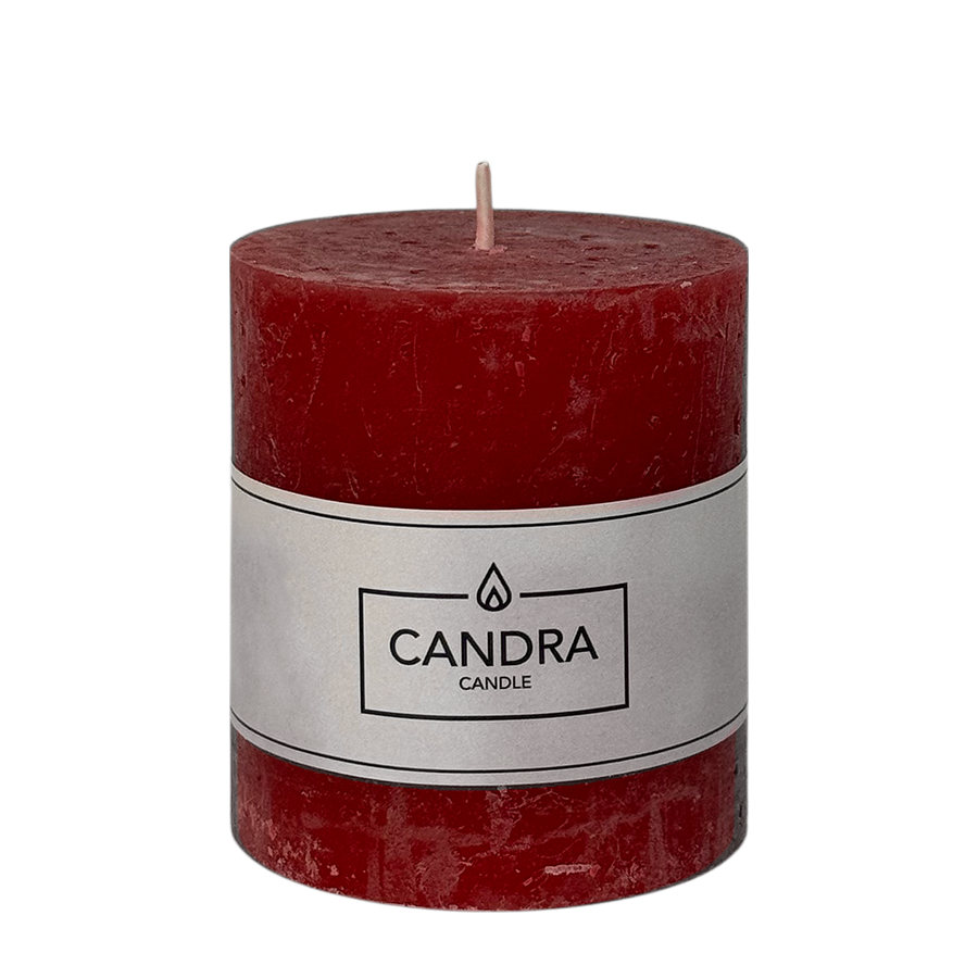 Candra bougie pilier rustique Noël rouge 80 68mm