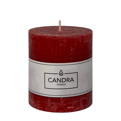 Candra bougie pilier rustique Noël rouge 80 68mm