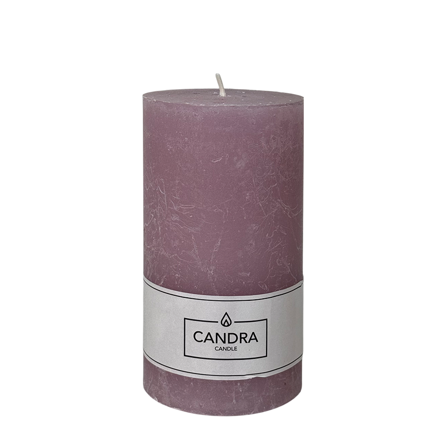 Candra bougie pilier rustique lilas 130 68mm