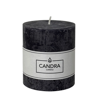 Candra bougie pilier rustique noir 80 68mm