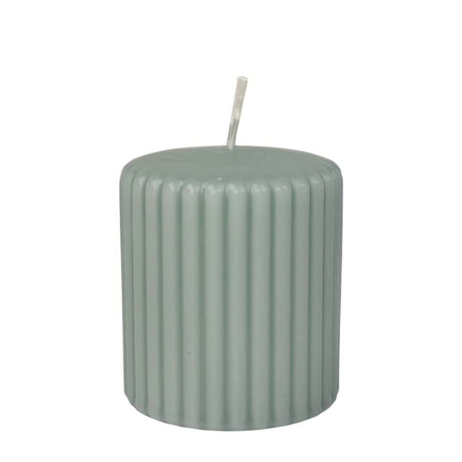 Bougie pilier Candra nervurée vert menthe 80 68mm