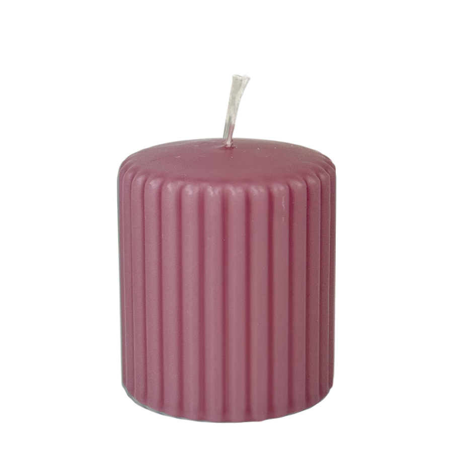 Bougie pilier Candra nervurée rose 80 68mm