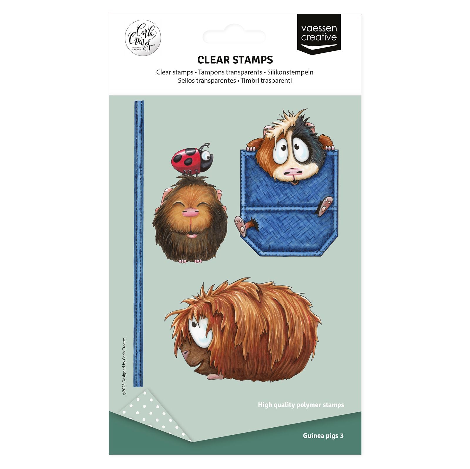 Vaessen creative • tampons transparents cochons d'Inde 3 8pcs.