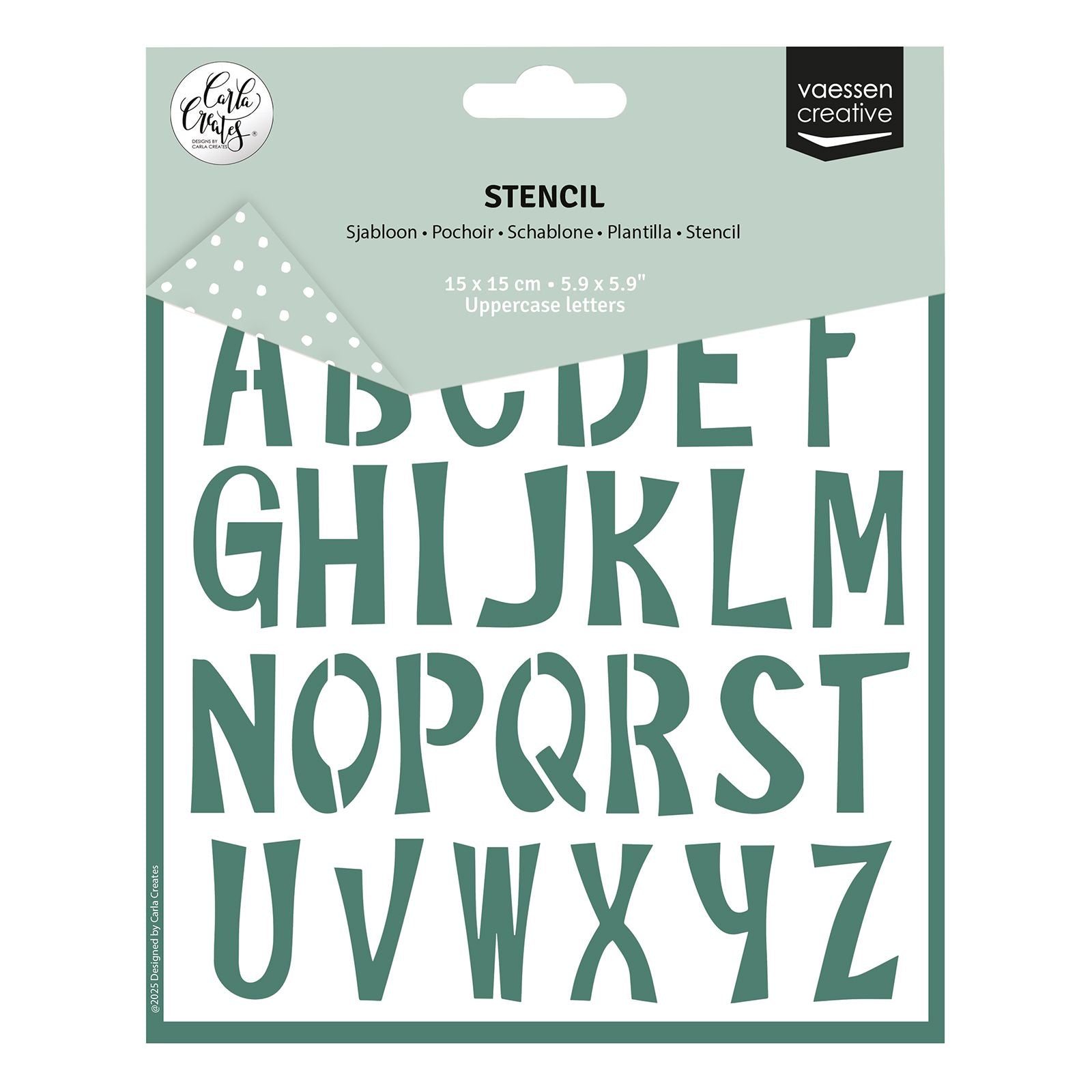 Vaessen creative • pochoir alphabet lettres majuscules 15x15cm
