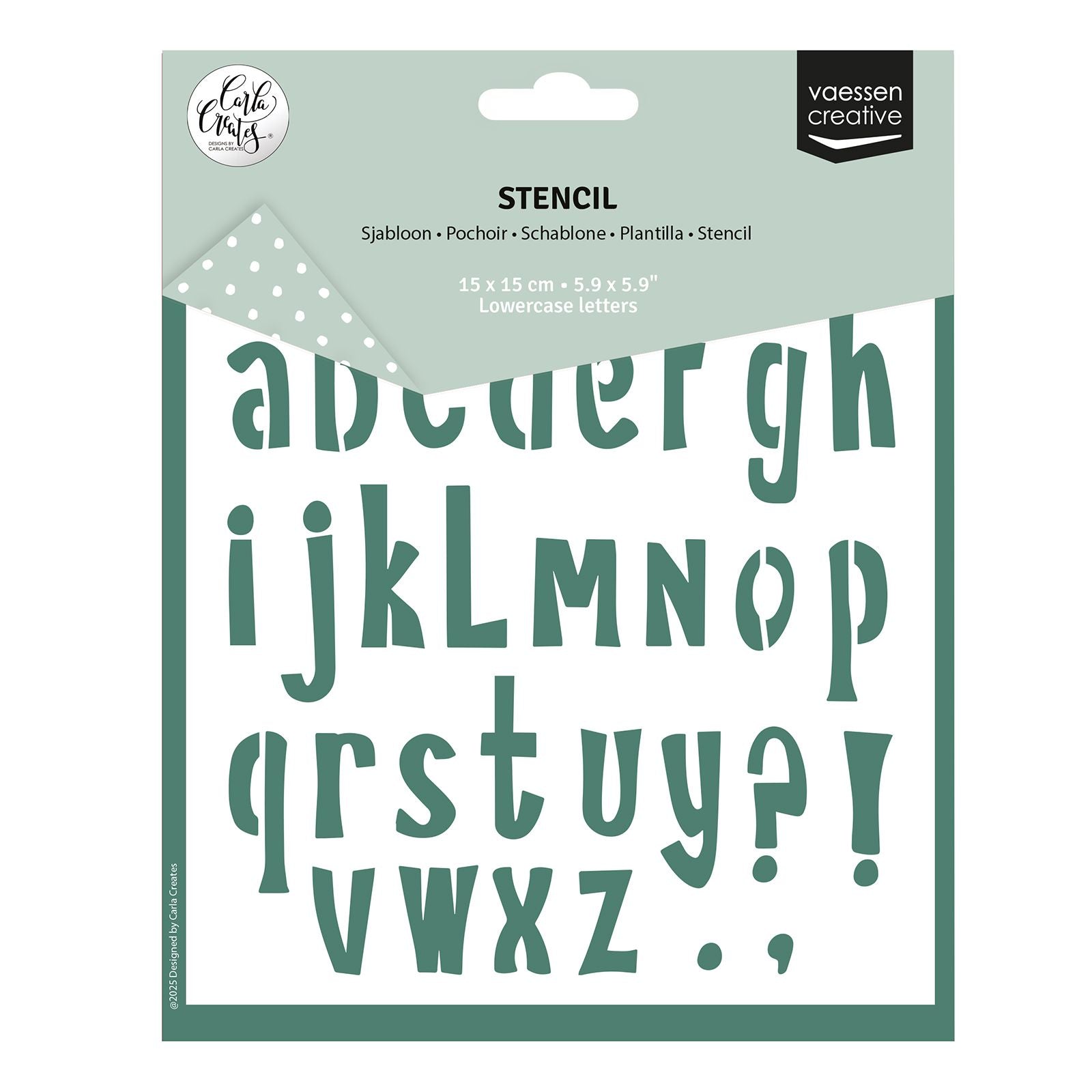 Vaessen creative • pochoir alphabet lettres minuscules 15x15cm
