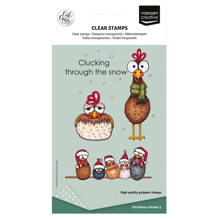 Vaessen creative • tampons transparents Poules de Noël 1 12pcs.