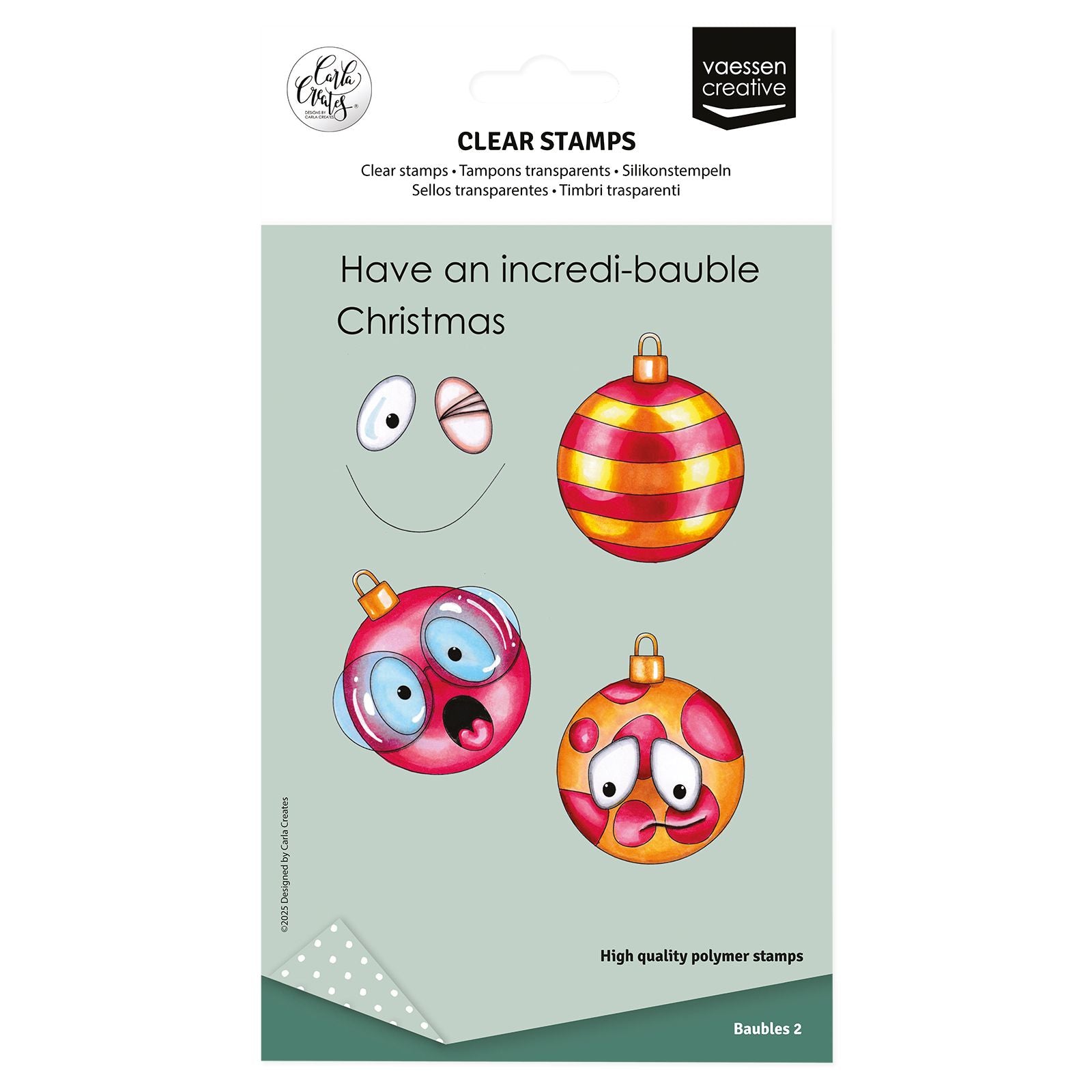 Vaessen creative • tampons transparents Boules de Noël 2 12pcs.