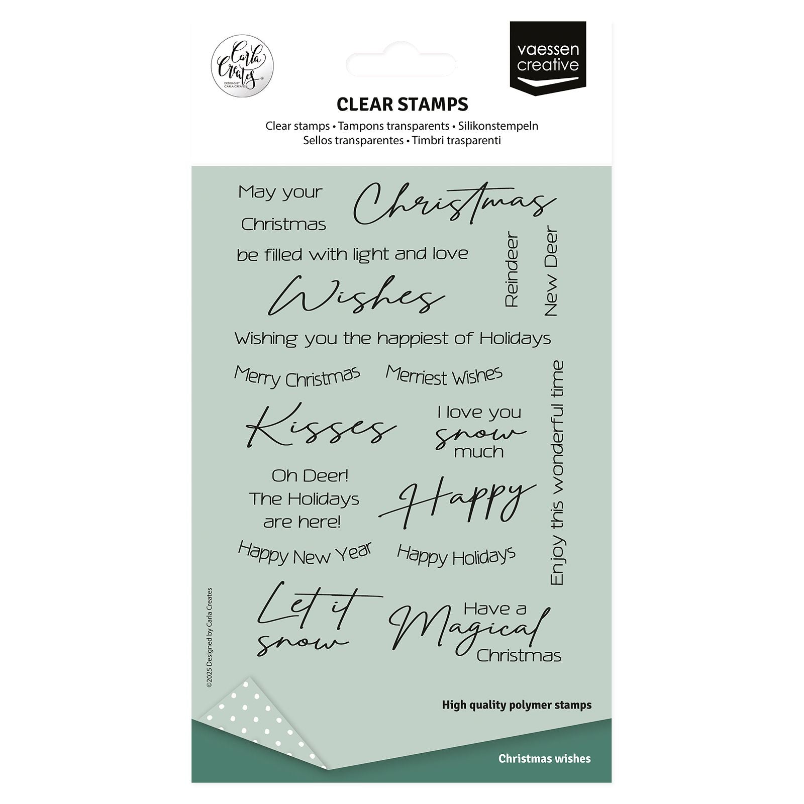 Vaessen creative • tampons transparents Textes de Noël en anglais 20 pcs.
