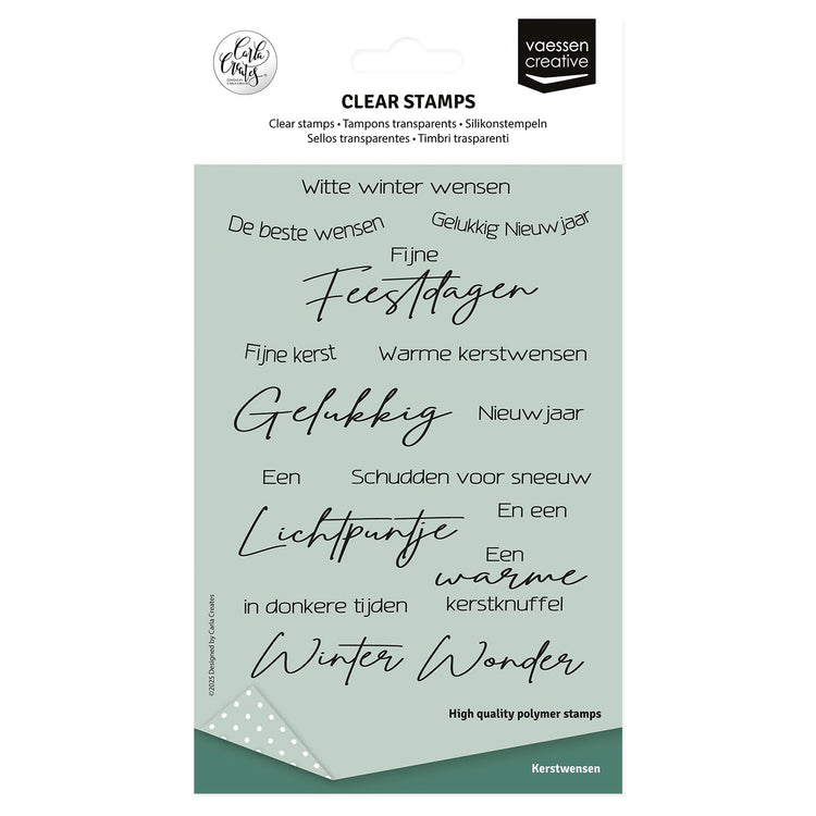 Vaessen creative • tampons transparents Textes de Noël néerlandais 17 pcs.