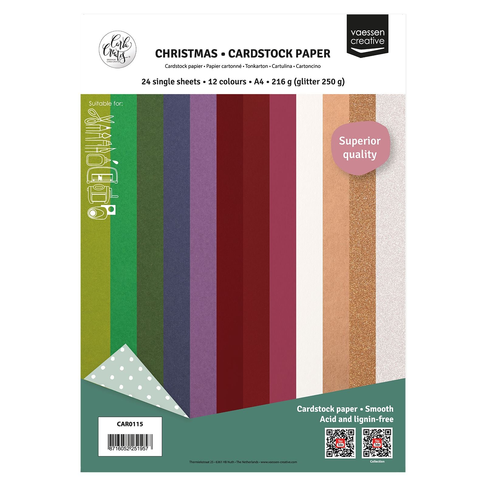 Vaessen creative • papier cartonné a4 Noël multipack 24x