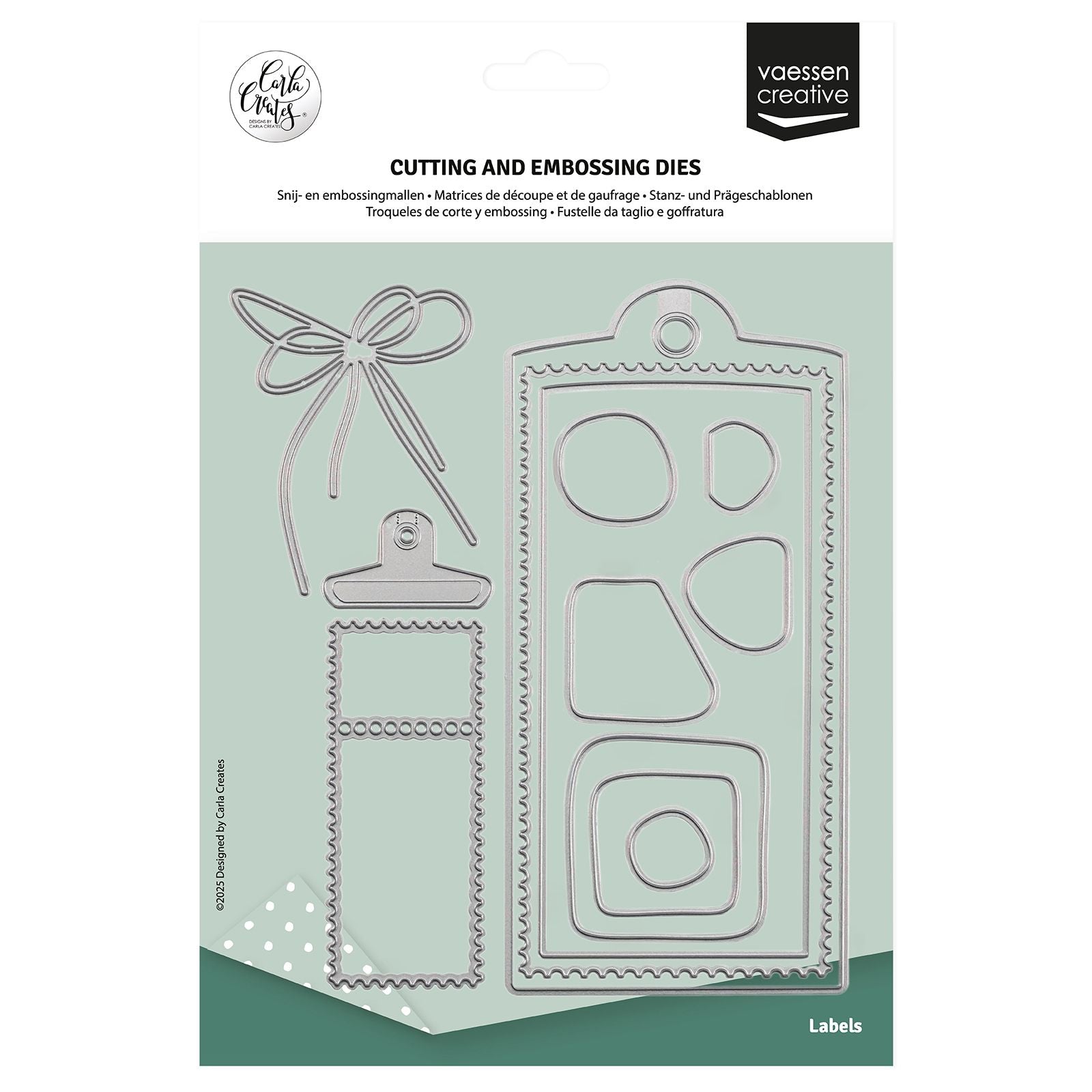 Vaessen creative • matrices de découpe et de gaufrage étiquette 13 pcs.