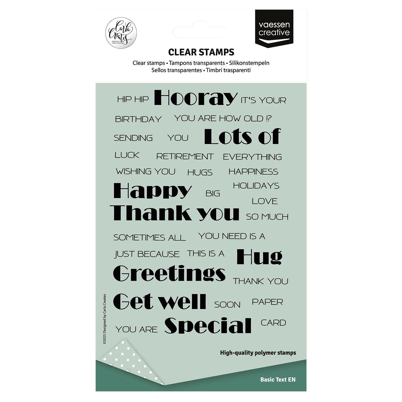 Vaessen creative • tampons transparents textes anglais 34 pcs.