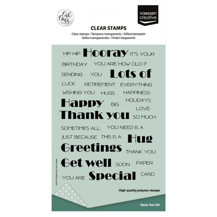Vaessen creative • tampons transparents textes anglais 34 pcs.