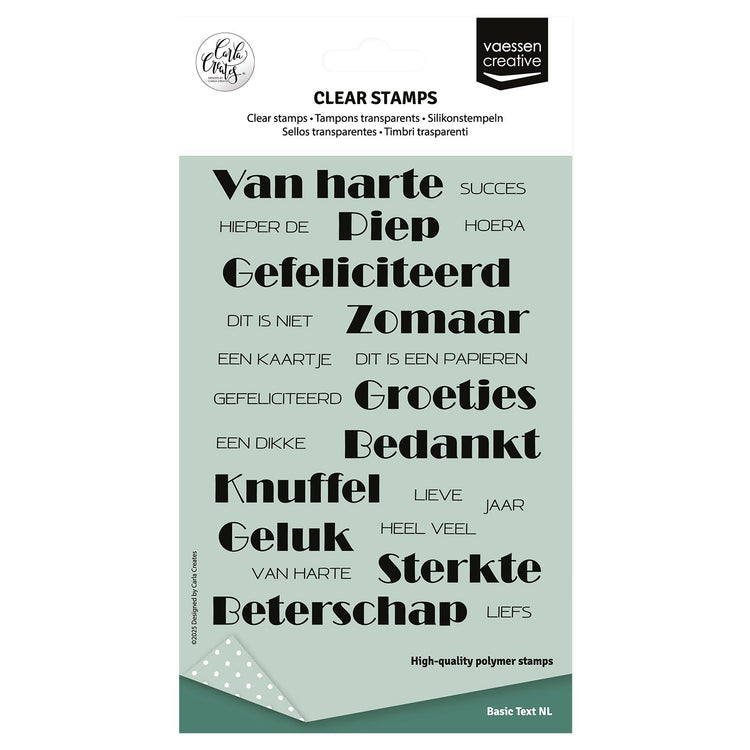 Vaessen creative • tampons transparents textes néerlandais 23 pcs.