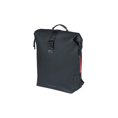 Basil SoHo Nordlicht sac à dos pour vélo - sac à dos moderne noir avec lumière LED pour femmes hommes vélo électrique - imperméable - 17L - noir