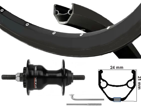 KGS Roue avant 28 pouces (622) Primax Zac 2000 Black Black Rollerbrake Axis fixe