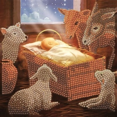 Brandunit Diamond Painting - Christmas Card Baby in Cribbe - 18x18 cm