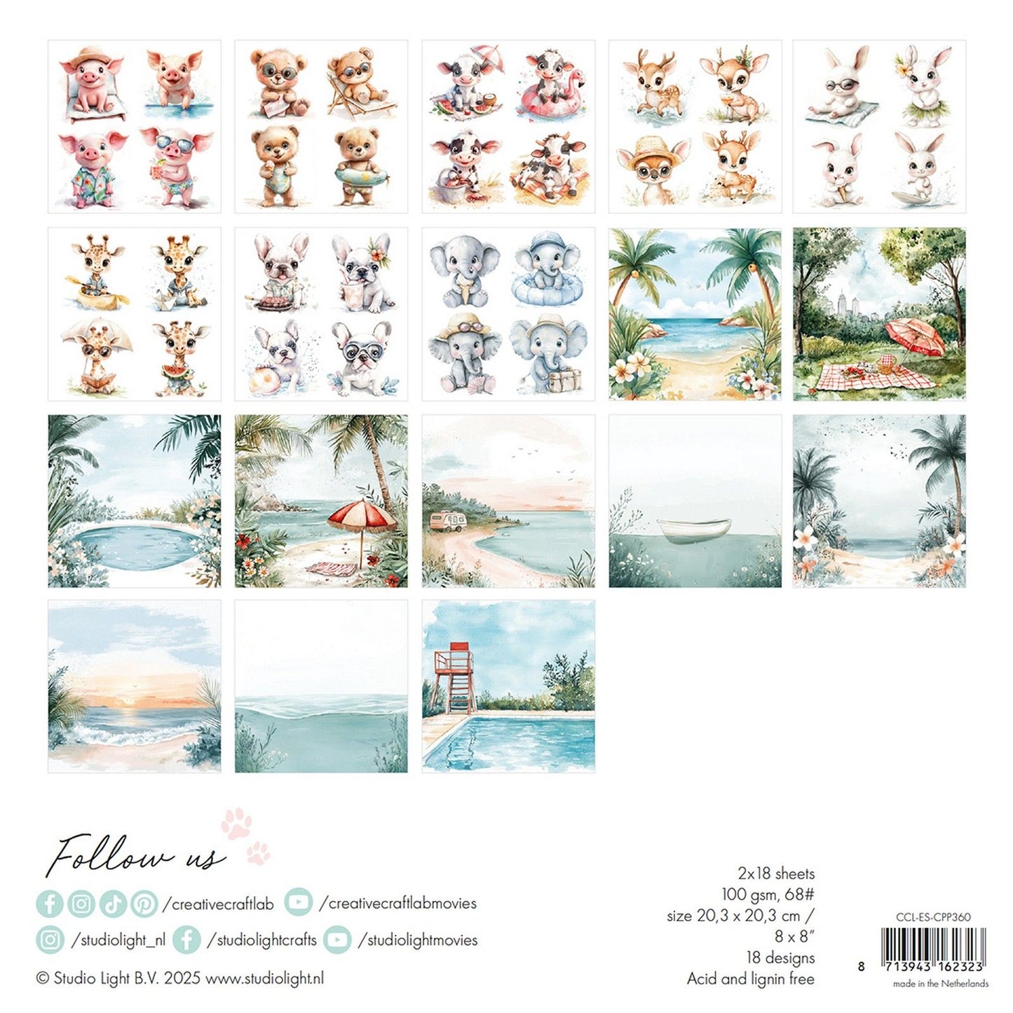 Creative Craftlab • Bloc de papier pour collages essentiels, brise d'été