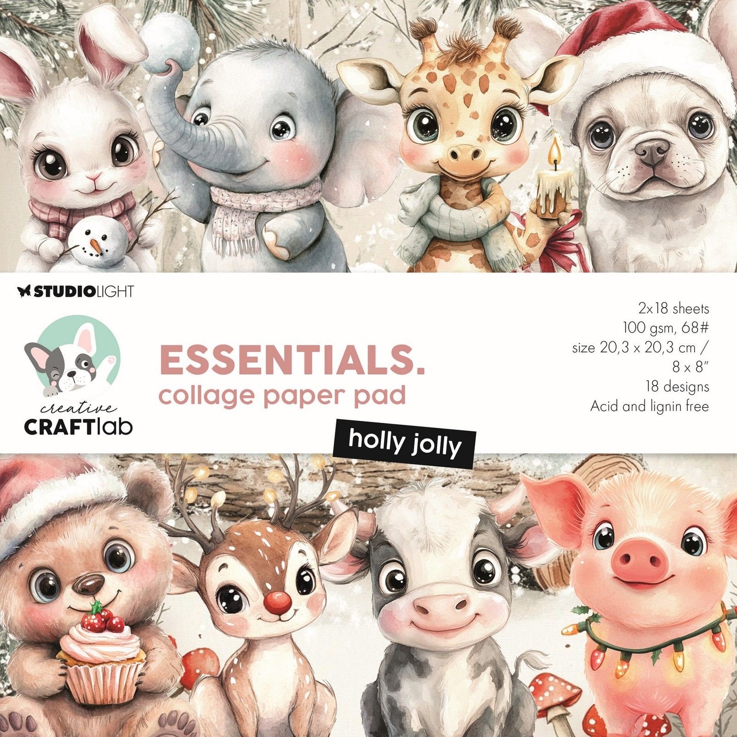 Creative Craftlab • Bloc de papier pour collages essentiels Holly Jolly