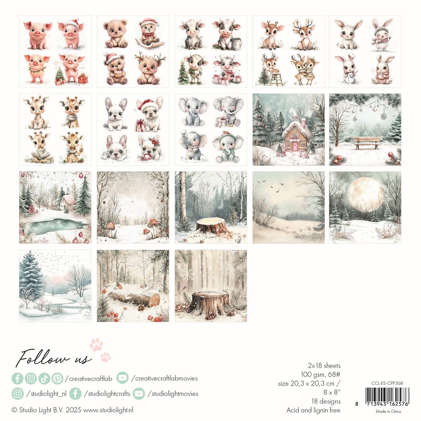 Creative Craftlab • Bloc de papier pour collages essentiels Holly Jolly