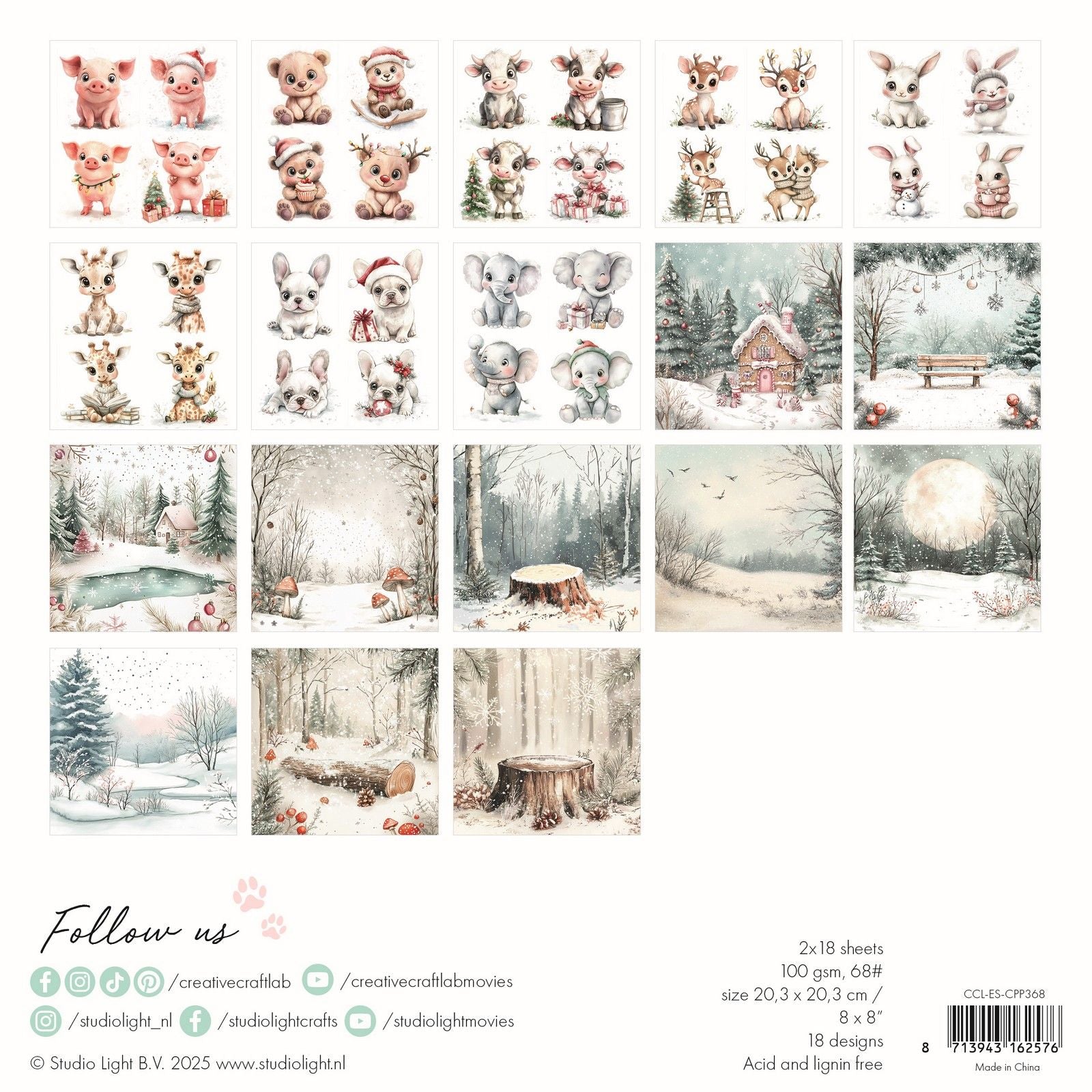 Creative Craftlab • Bloc de papier pour collages essentiels Holly Jolly