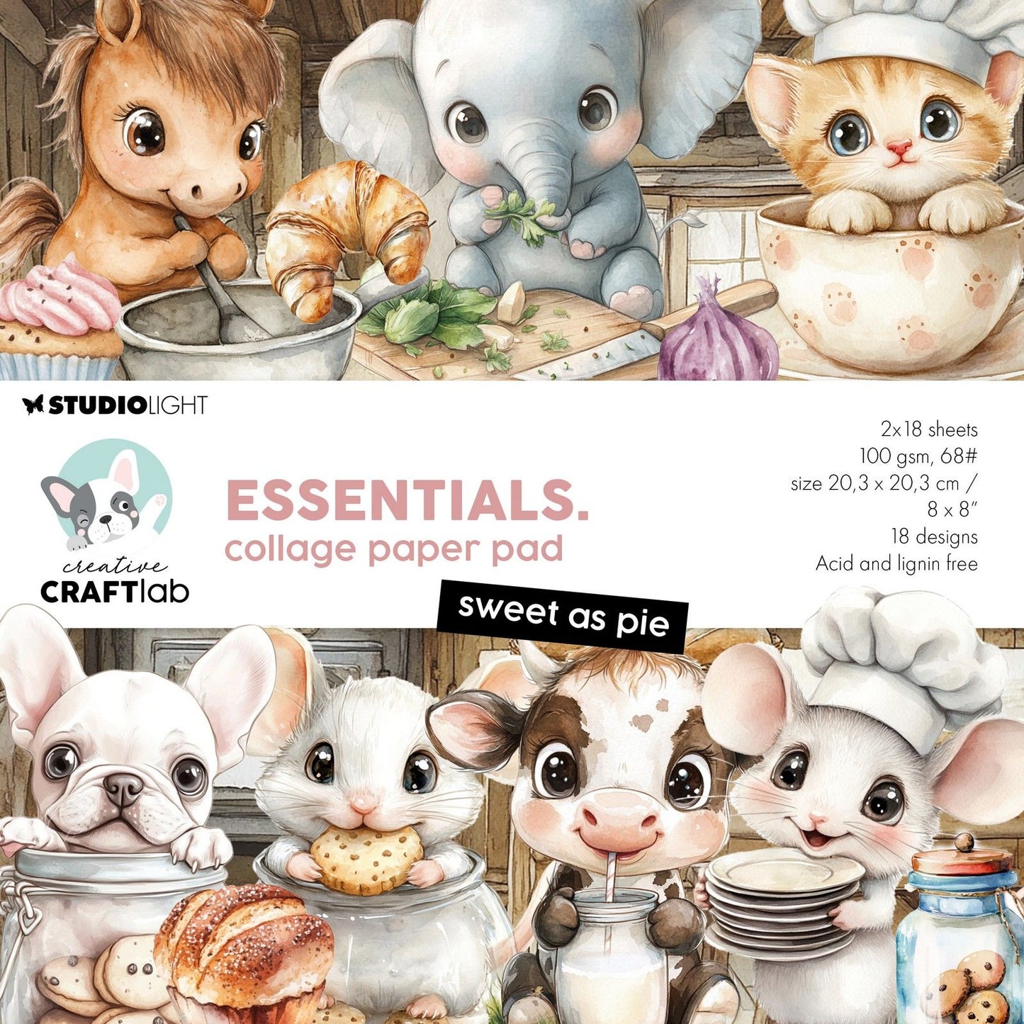 Creative Craftlab • Bloc de papier pour collages essentiels, sucré comme de la tarte