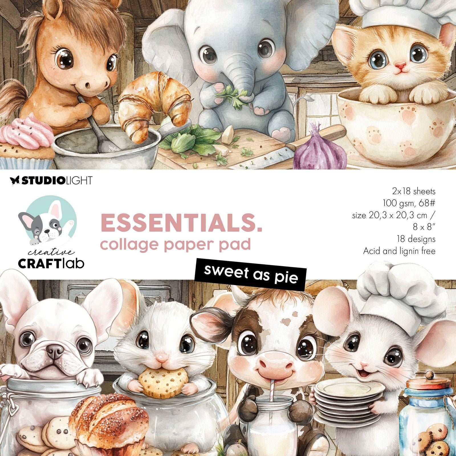 Creative Craftlab • Bloc de papier pour collages essentiels, sucré comme de la tarte