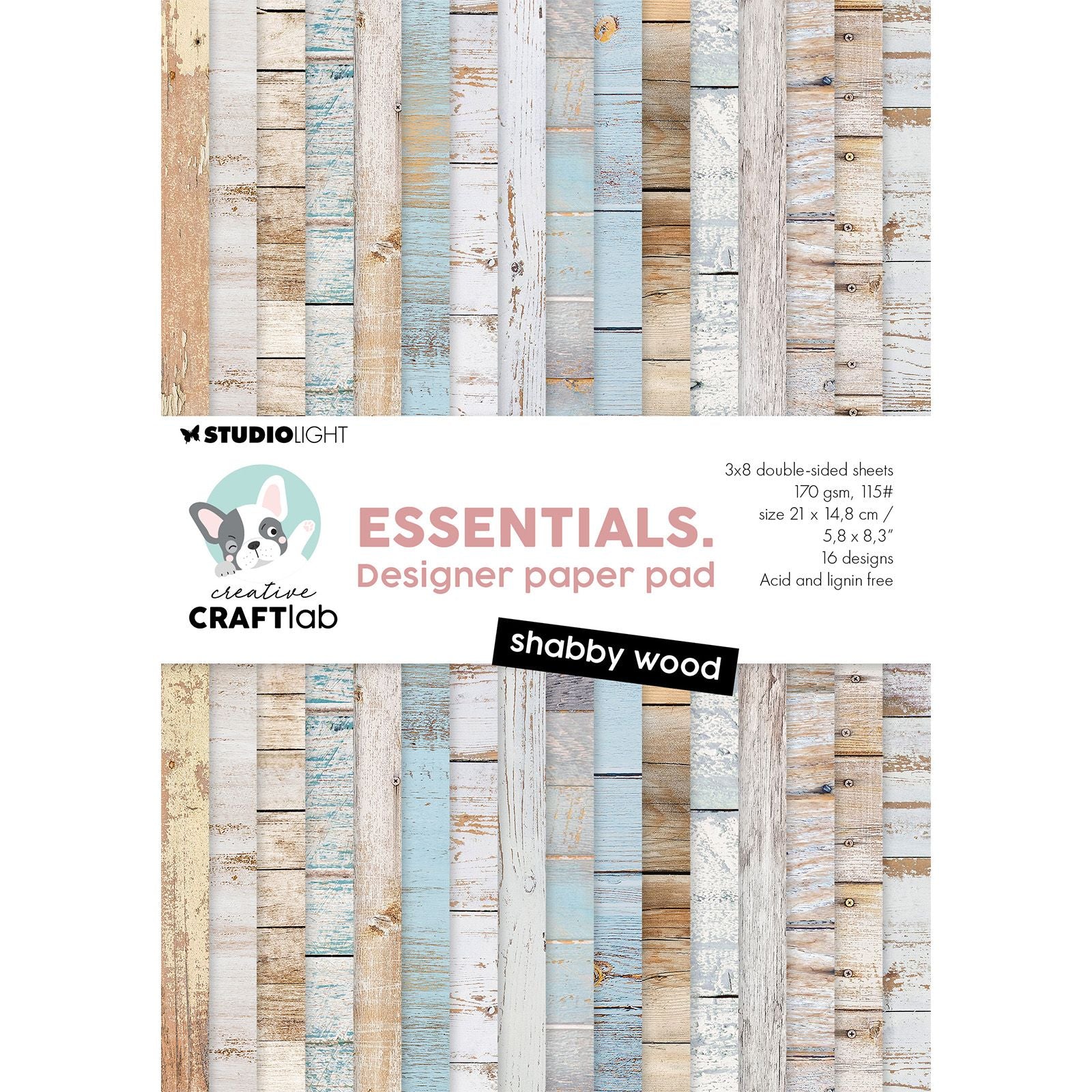 Creative Craftlab • Bloc de papier design essentiel en bois shabby