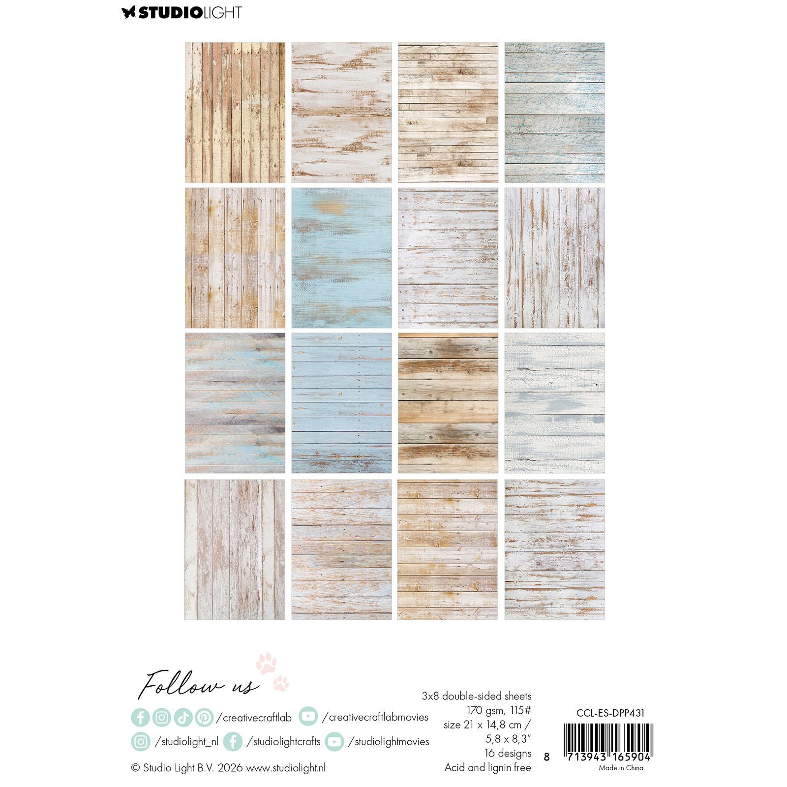 Creative Craftlab • Bloc de papier design essentiel en bois shabby