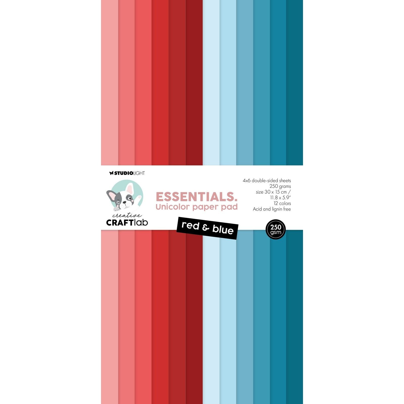 Creative craftlab creative craft lab • essentials bloc de papier unicolor rouge bleu
