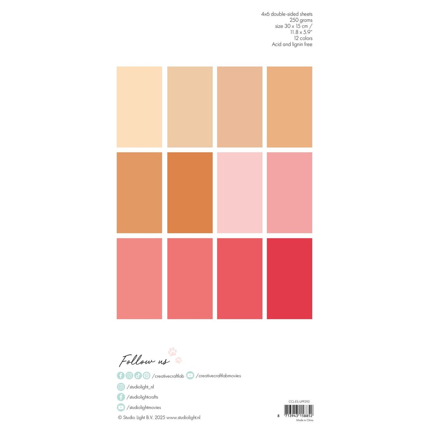 Creative craftlab • bloc de papier unicolor essentials, rose pêche