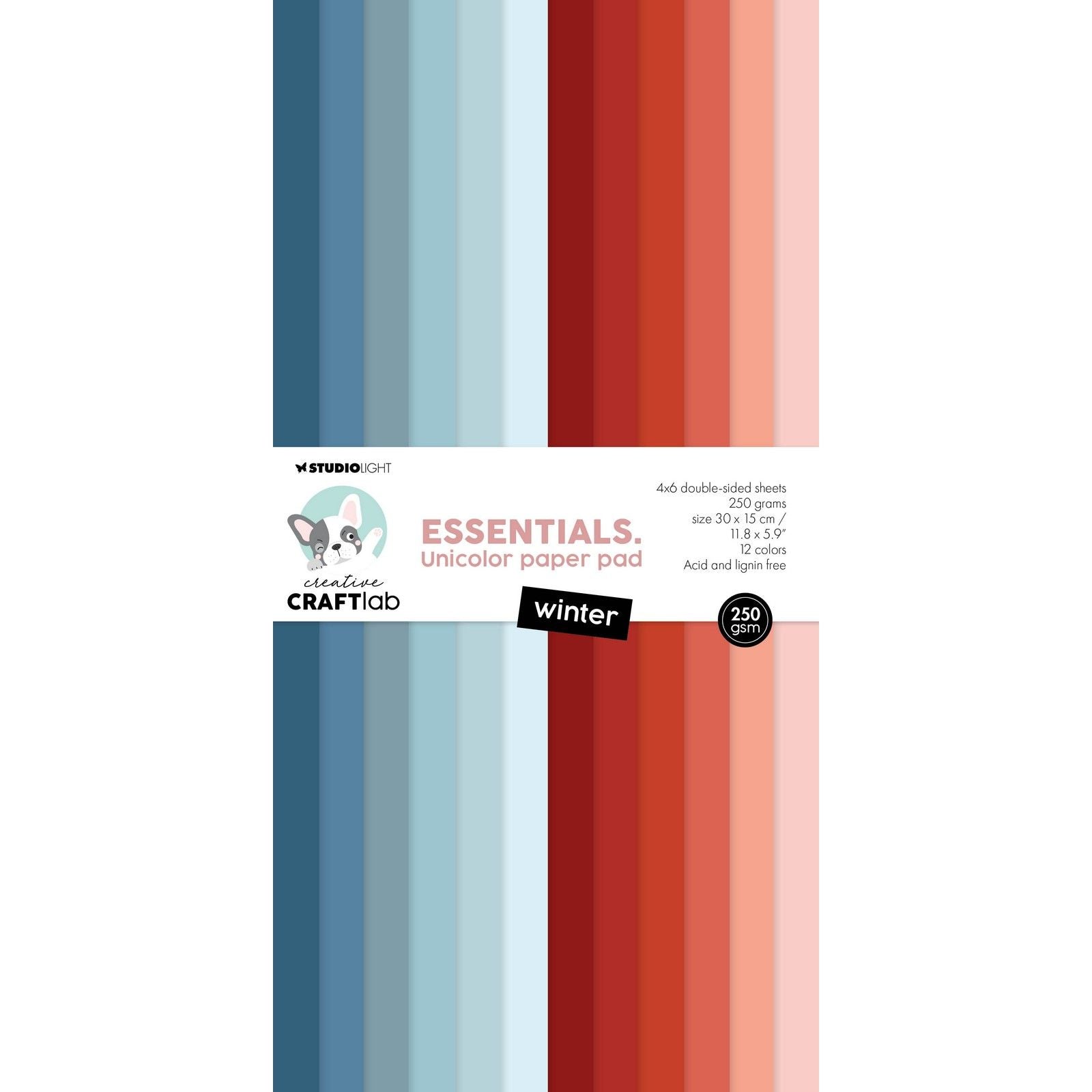 Creative craftlab • bloc de papier unicolor essentiel hiver